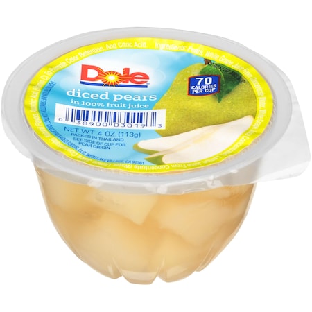 Dole Dole Diced Pear In Juice 4 oz. Cups, PK36 03019